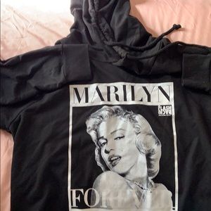 Black Marilyn Monroe crop hoodie